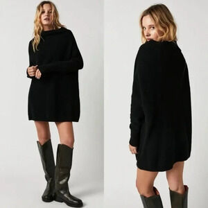 Free People Ottoman  Slouchy Tunic Sweater Top NWT Oversized Black Size XS